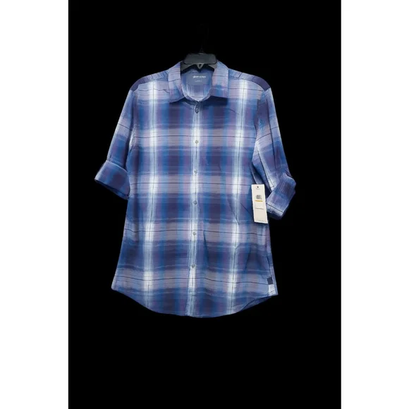 Calvin Klein Jeans Men’s Plaid Button Down Shirt Size M Blue Purple Long Sleeve - Picture 2 of 6